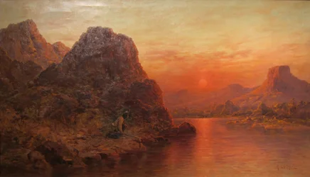 Indiase jager bij zonsondergang